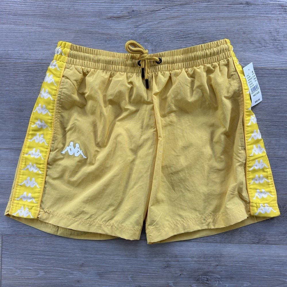 NWT Kappa Medium‎ Yellow Banda Coney Active Lined 5" Swim Short